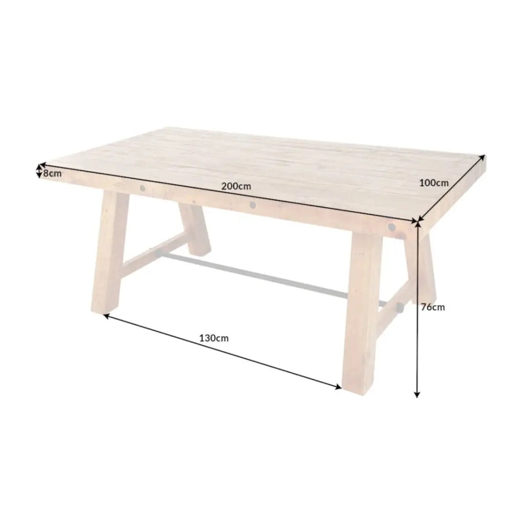 Tavolo da pranzo RANCHO – Rettangolare 200 cm – Legno naturale e metallo – Stile rustico