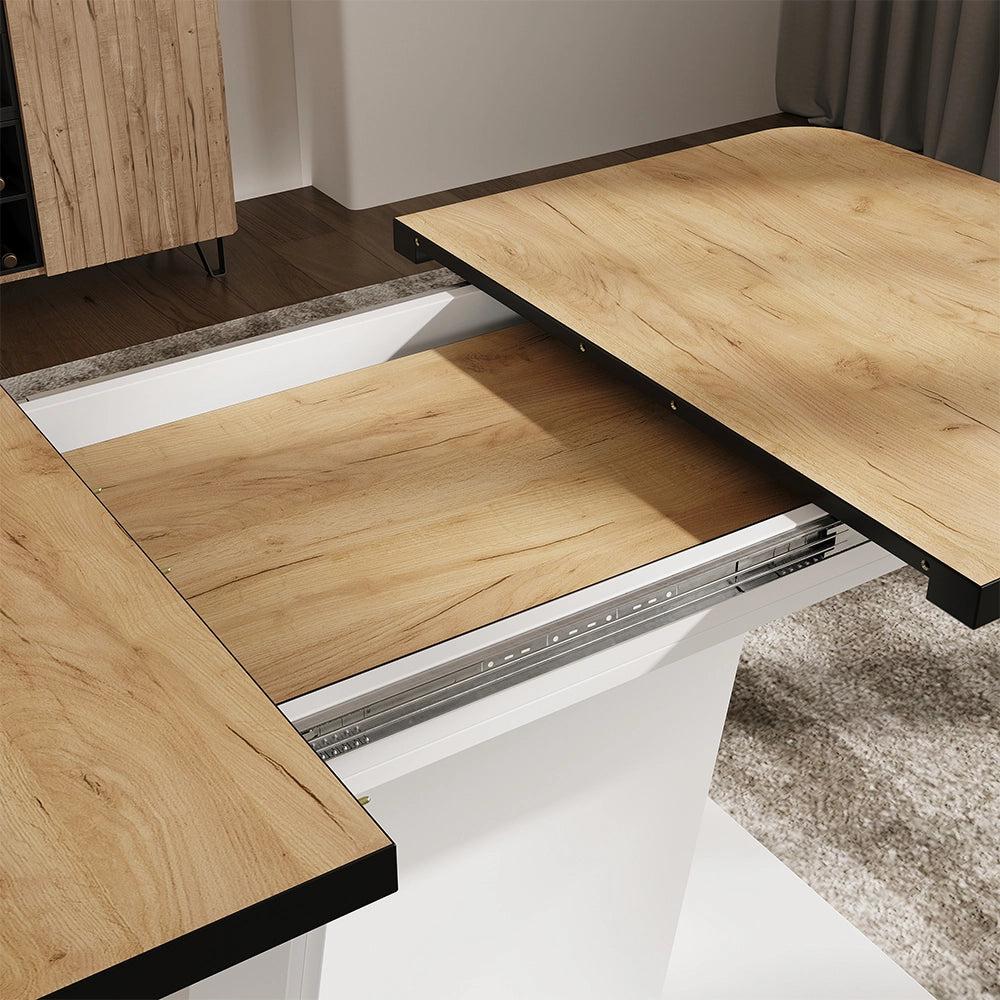 Vicco Tavolo da pranzo Estensibile Nero/Rovere Goldkraft/Bianco 120/160 x 80 cm