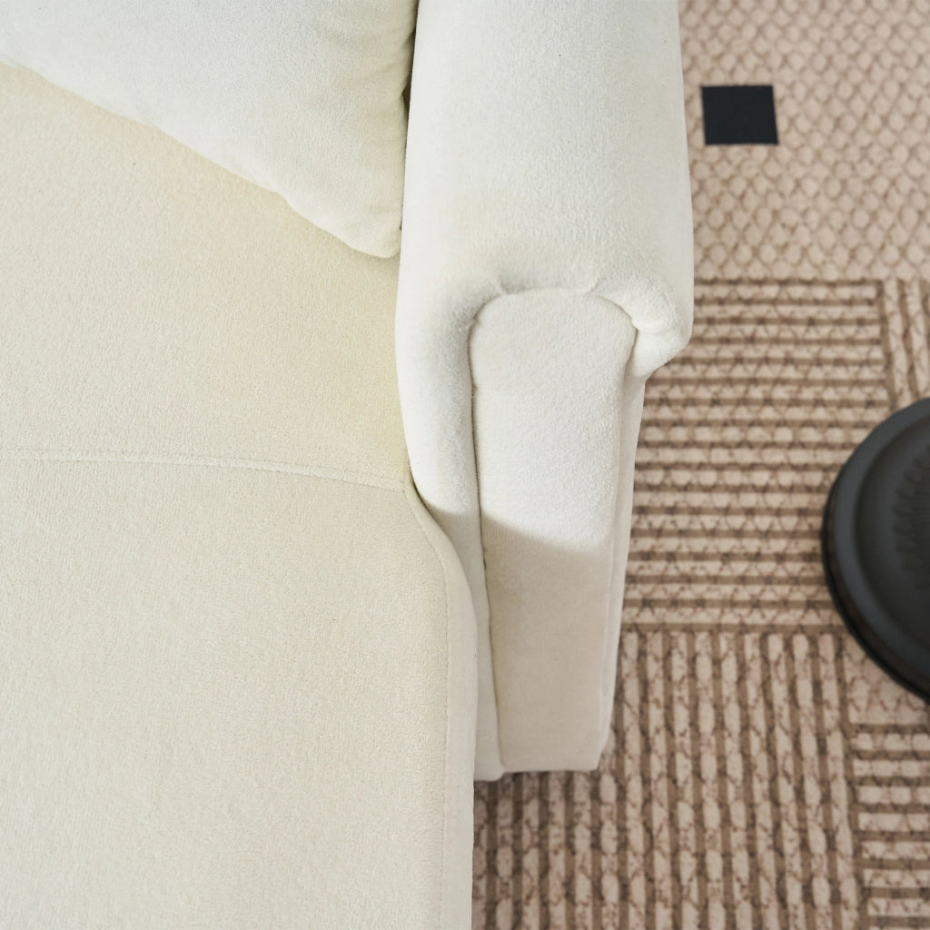Divano angolare letto con contenitore e chaise longue reversibile in chenille beige