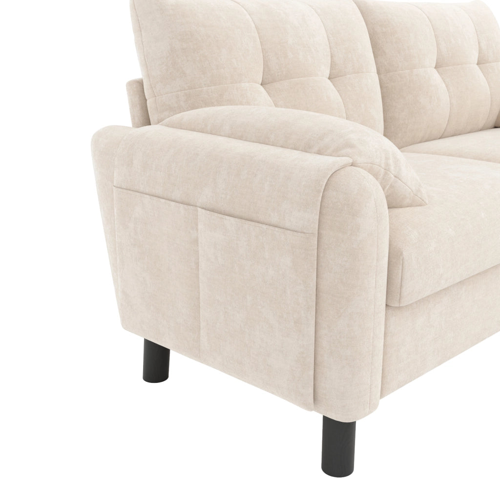 Divano 2 posti 158x80x88.5 cm salvaspazio in chenille beige
