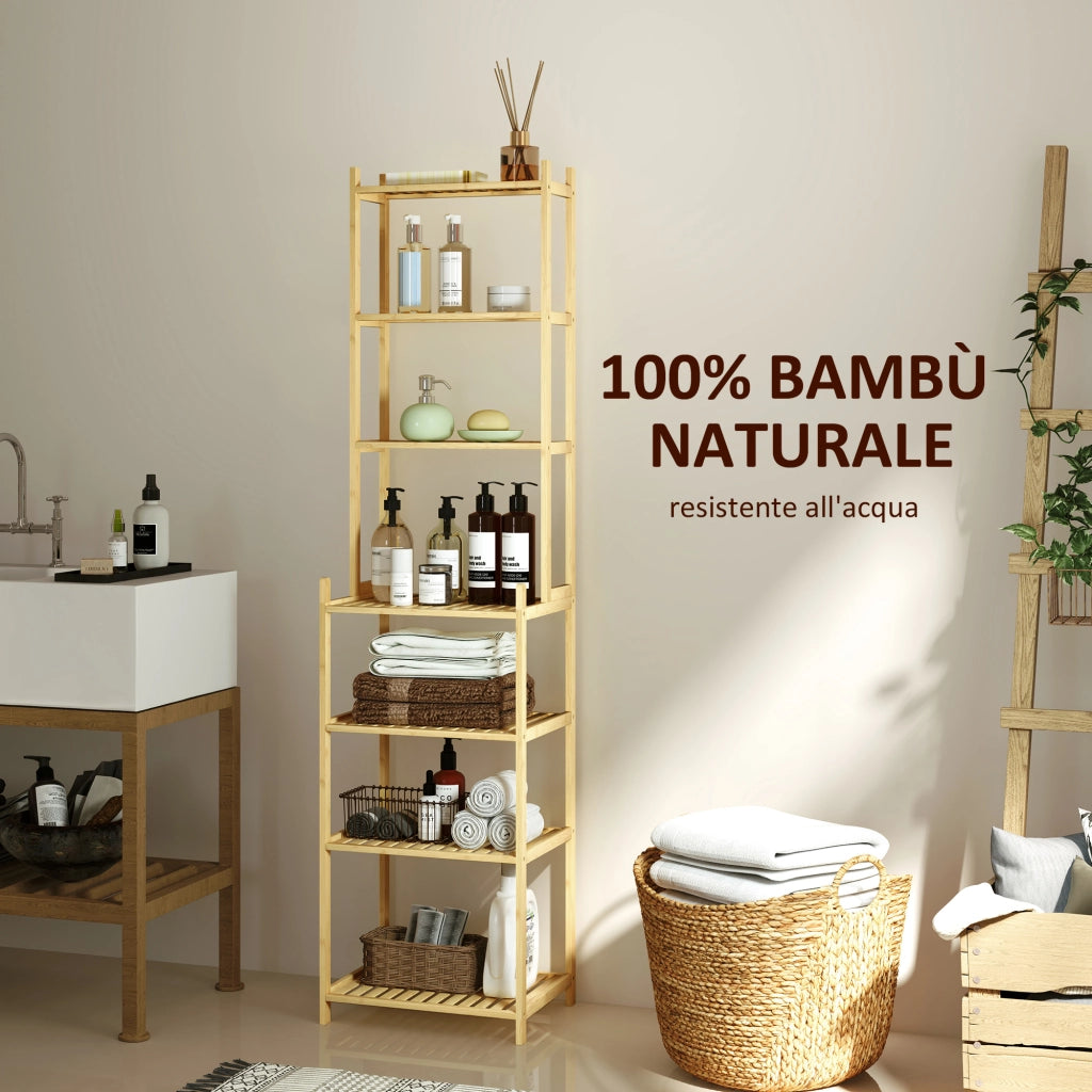 Mobile Bagno a 7 Ripiani in Bamb¨´ ¨C zephmum ¨C Legno 44x33x180 cm