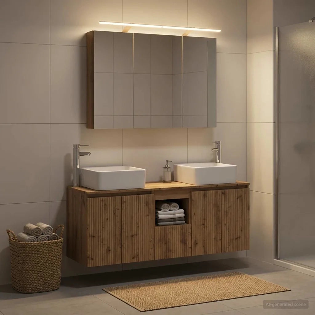 Set di Armadi da Bagno 4 pz Rovere Artigianale
