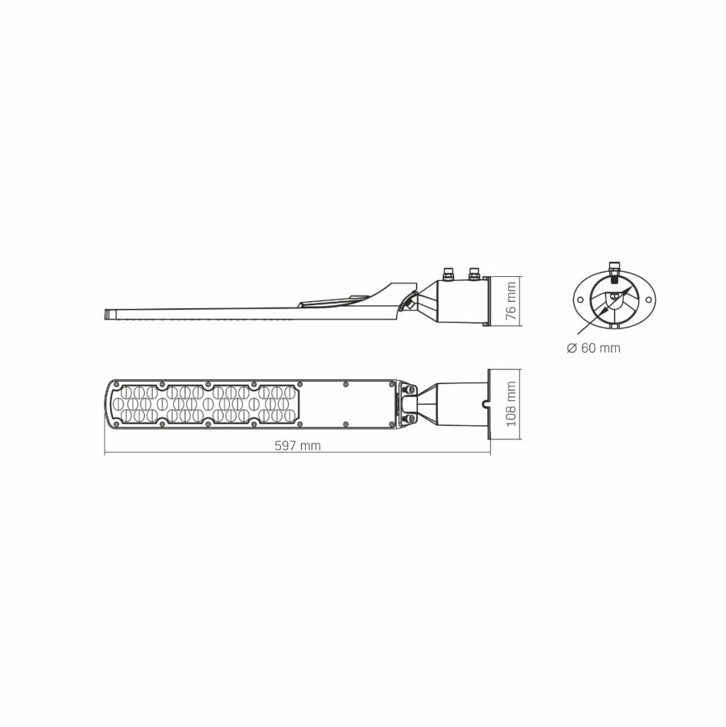 Testa lampione LED 100W 5000K 9000lm IP65 Videx Street