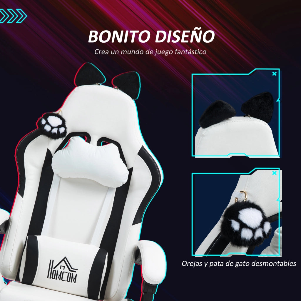 Sedia da Ufficio Gaming Reclinabile ¨C Xylo ¨C Poggiapiedi Retrattile Supporto Lombare Bianco