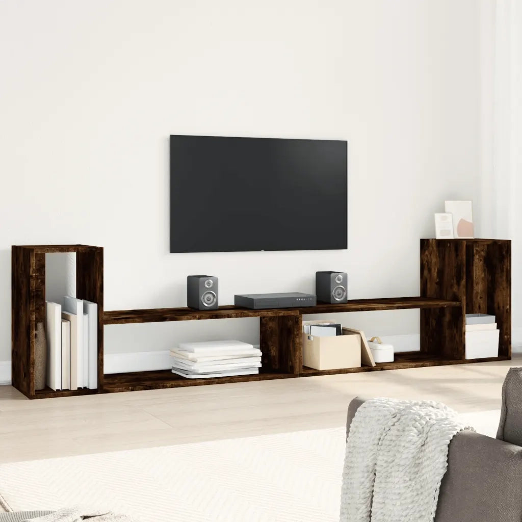 Mobili TV 2 pz-Credenza per TV Rovere Fumo 100x30x50 cm in Legno Multistrato