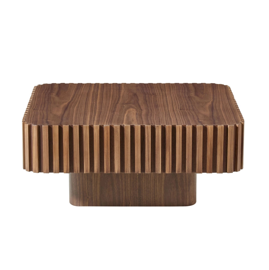 Tavolino quadrato in noce 80x80 cm con cornice in legno massello