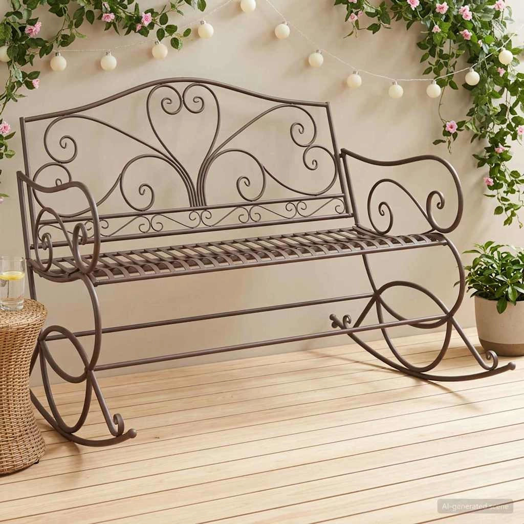 Panchina da giardino Marrone Antico Acciaio 42038700