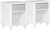 Set di 2 Cassetti da Notte in Legno con Ante - Cassettiera/Biblioteca - Per Camera da Letto & Salotto - MDF - Bianco - 40x34x50 cm