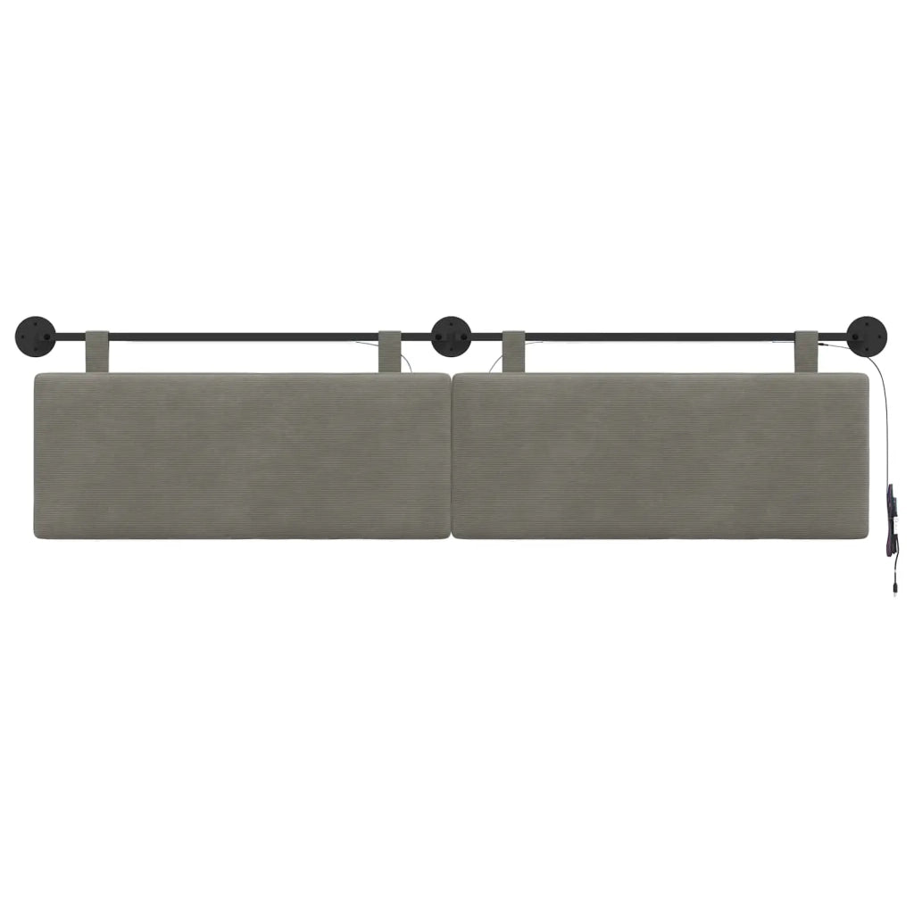 Testiera sospesa Con luce LED Grigio Chiaro Tessuto in Cords