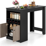Bancone da cucina con spazio di archiviazione, tavolo da pranzo con portabottiglie e ripiani aperti e porta, bancone da bar, piano alto, tavolo da bar in piedi, in legno, 120 x 60 x 91,5 cm