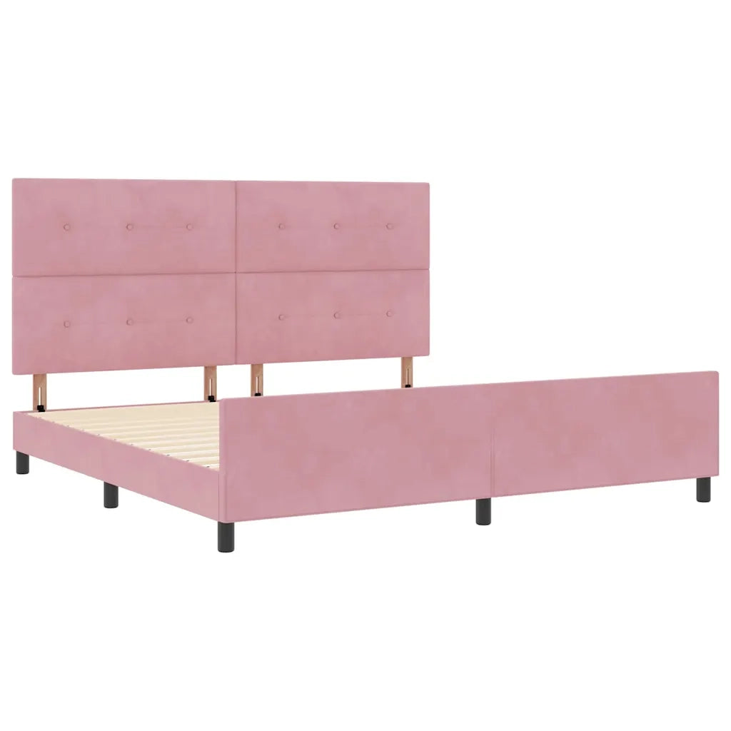 Letto a molle con testiera Rosa 200 x 200 cm Velluto 3344968