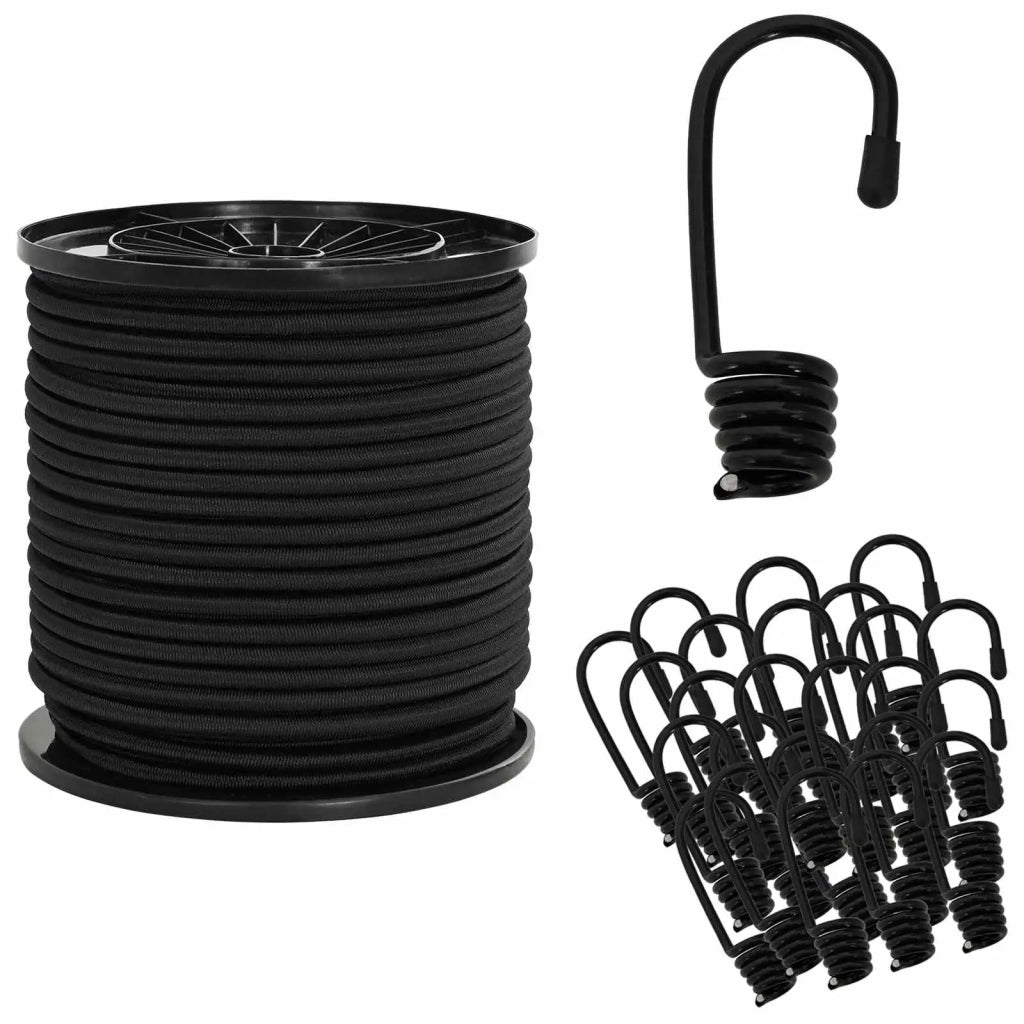 Corde Bungee con Ganci 4 mm Nero PP e gomma 42047655
