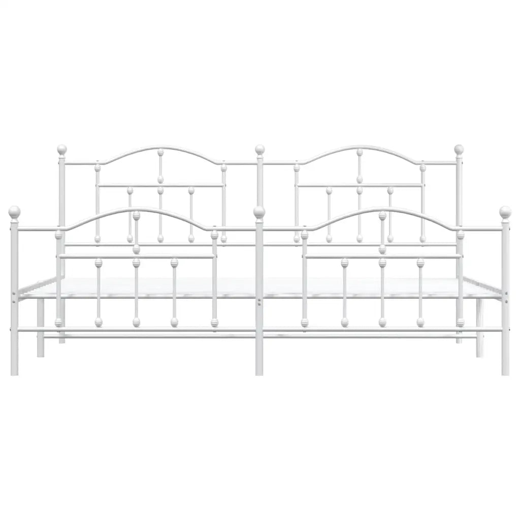 Giroletto con Testiera e Pediera Metallo Bianco 200x200 cm 353513