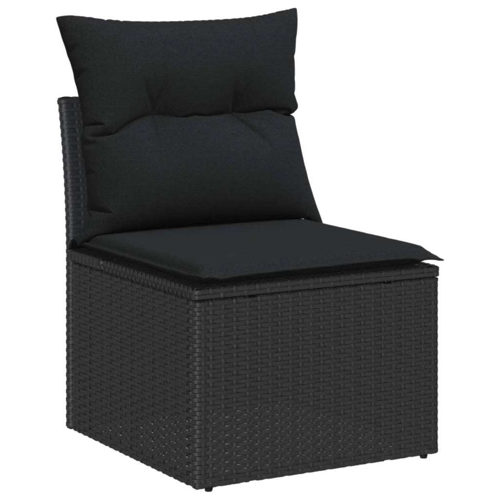 Set Divano da Giardino con cuscino 5 pcs Nero Polyrattan
