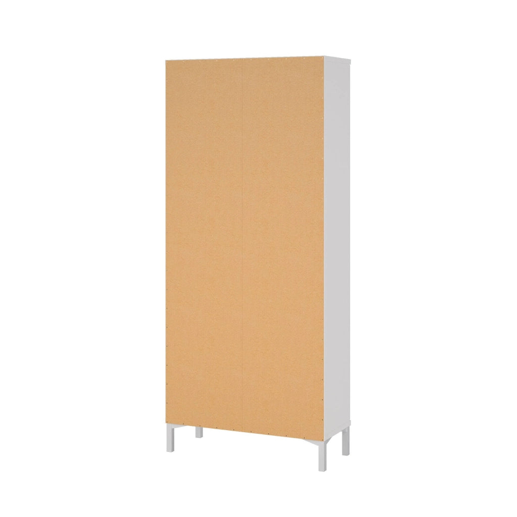 Vetrina Wutip, Credenza espositiva, Vetrinetta multiuso, Madia da soggiorno, 89x36 h203 cm, Bianco