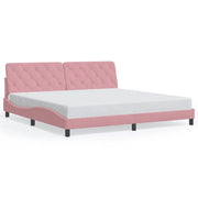 Letto matrimoniale | Letto per adulti | Giroletto senza Materasso Rosa 200x200 cm in Velluto