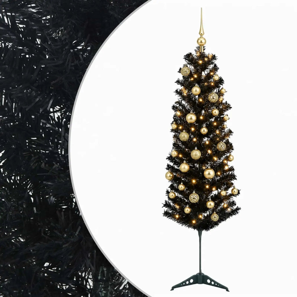 Albero di Natale Artificiale Slim con Palline 120 cm 150 LED 3461145
