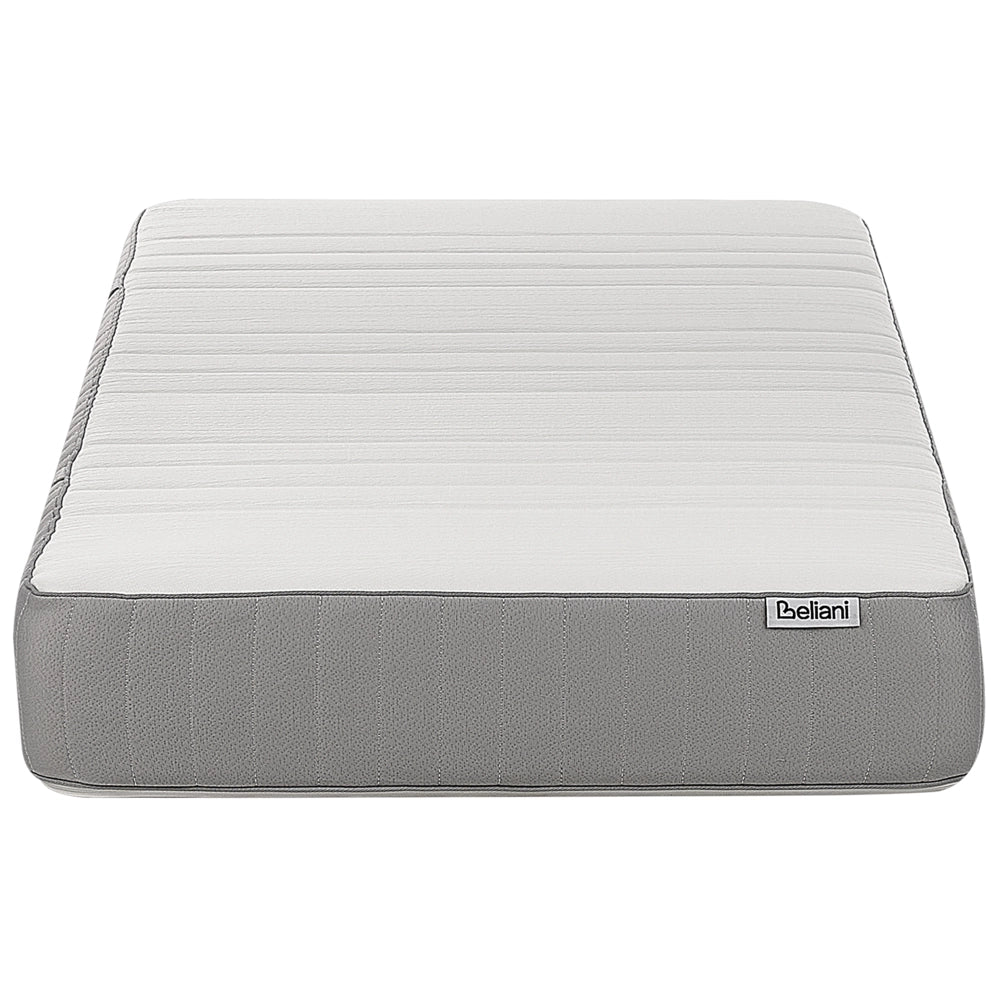 Materasso EU Duro 90 x 200 cm Bianco Grigio Schiuma Imbottitura Poliestere Sfoderabile