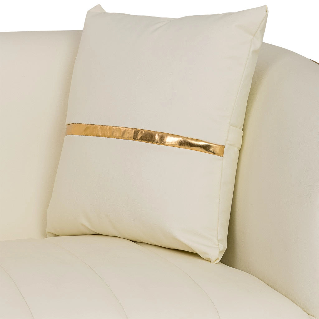 Divano in ecopelle beige 185x72x76h cm