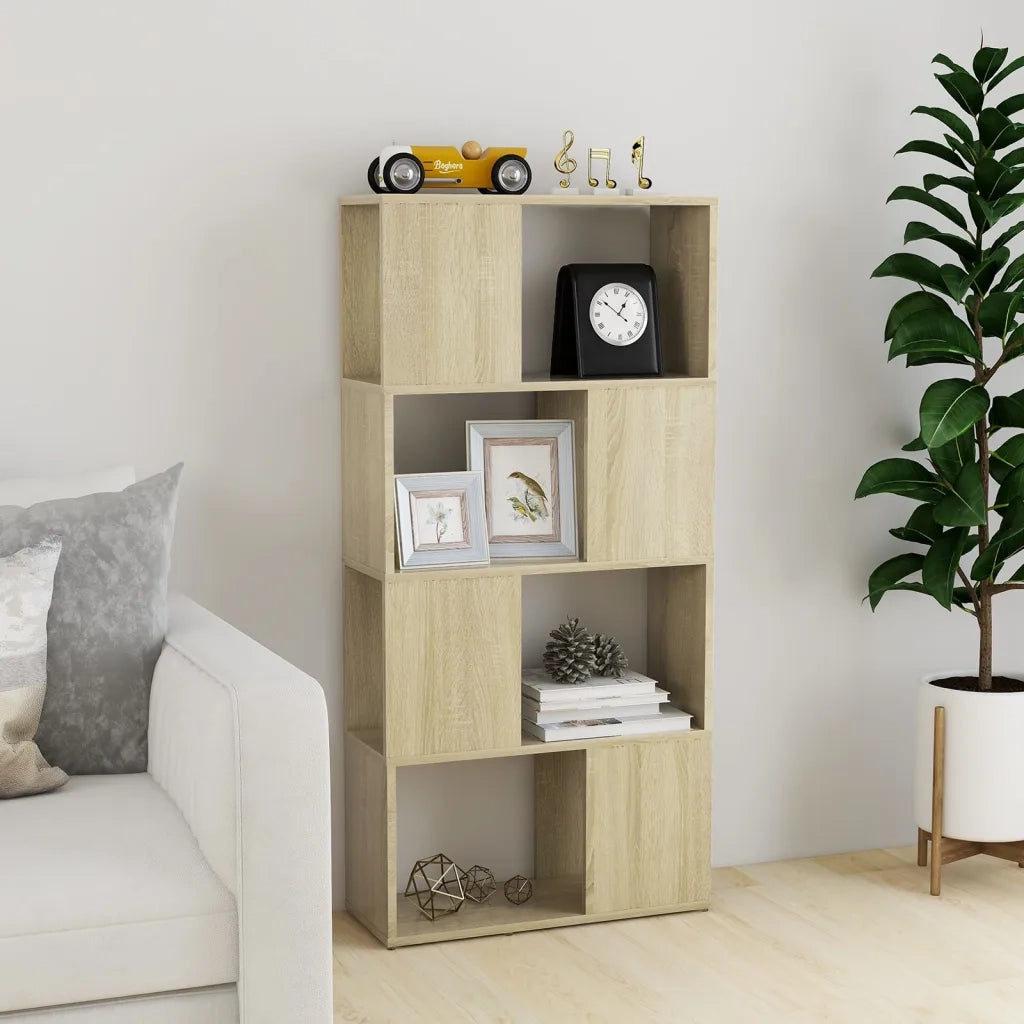 Libreria Divisorio-Scaffale per Libri-Mobile di Stoccaggio Rovere Sonoma 60x24x124,5 cm in Truciolato