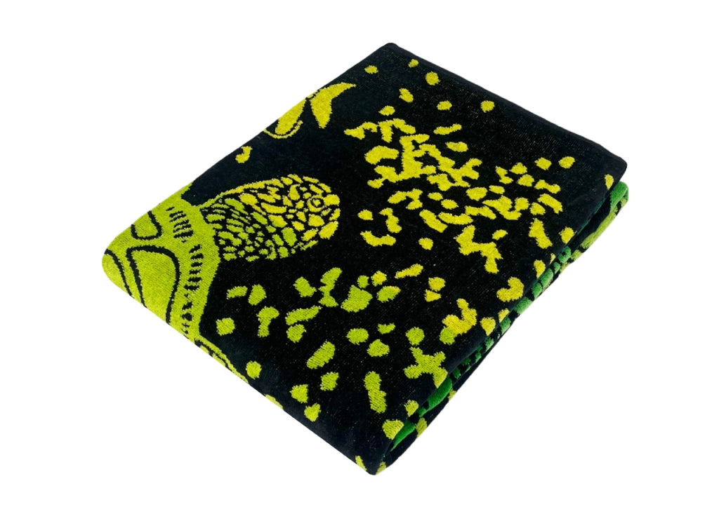 Telo Mare Jacquard Spugna Asciugamano Spiaggia Disegno Guizzo - Telo Mare - Verde