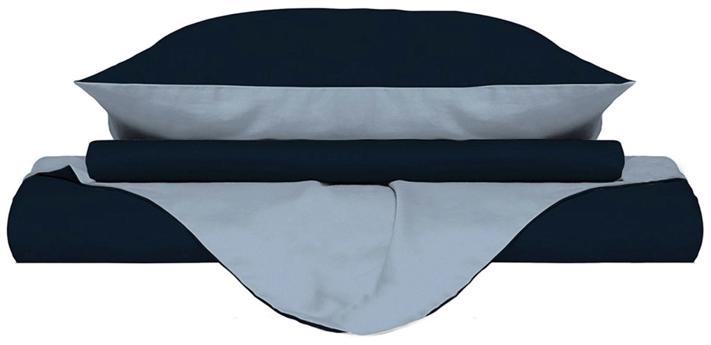 Copripiumino 1 Piazza e Mezzo con Sacco e Federe Doubleface Blu Scuro/Azzurro