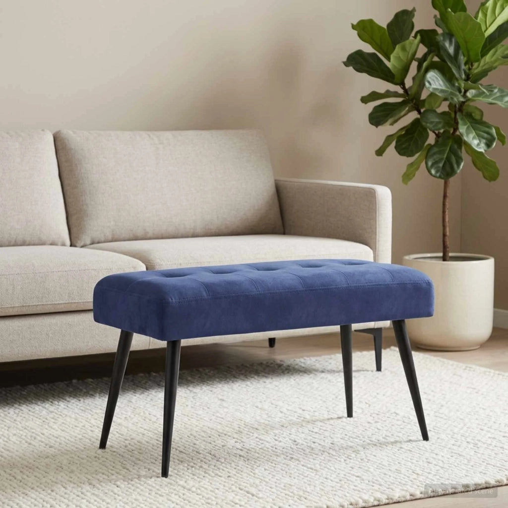 Panchina con bottoni imbottiti Blu Polizia 80 x 40 x 46 cm 42038527