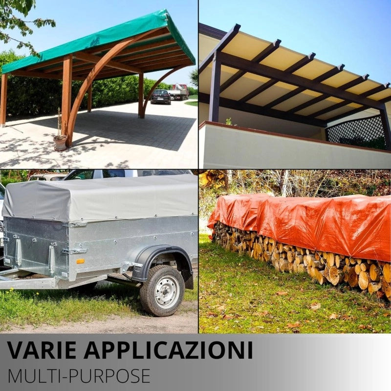 Telo PVC OSCURANTE Impermeabile Bianco | Telone Occhiellato Ogni 25CM 850g/mq | Copertura Esterna | 5x8m | Resistente Multiuso