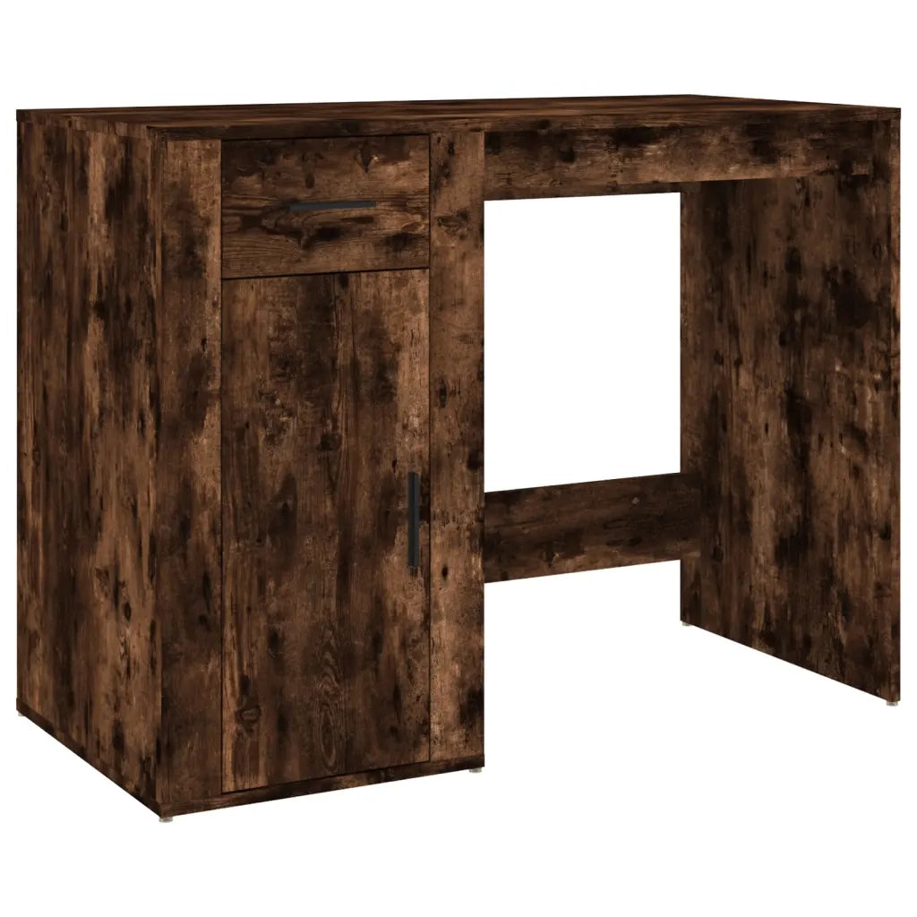 Scrivania | Tavolo da Ufficio con Armadietto Rovere Fumo in Legno Multistrato