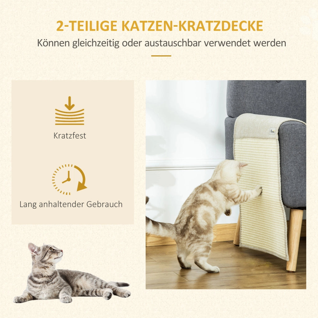 Tappeto graffiato per gatti ¨C zephmum ¨C Sisal beige e grigio 130x45 cm
