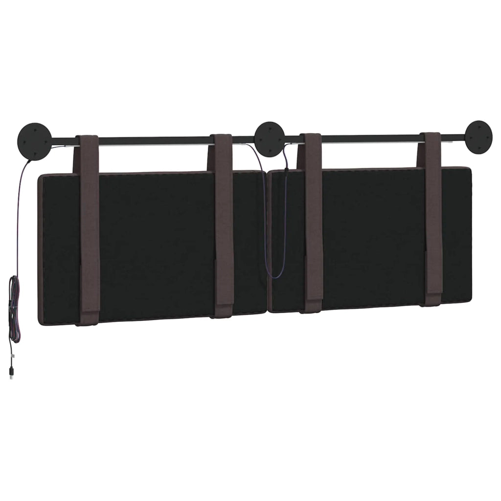 Testiera sospesa Con luce LED Marrone Scuro Tessuto