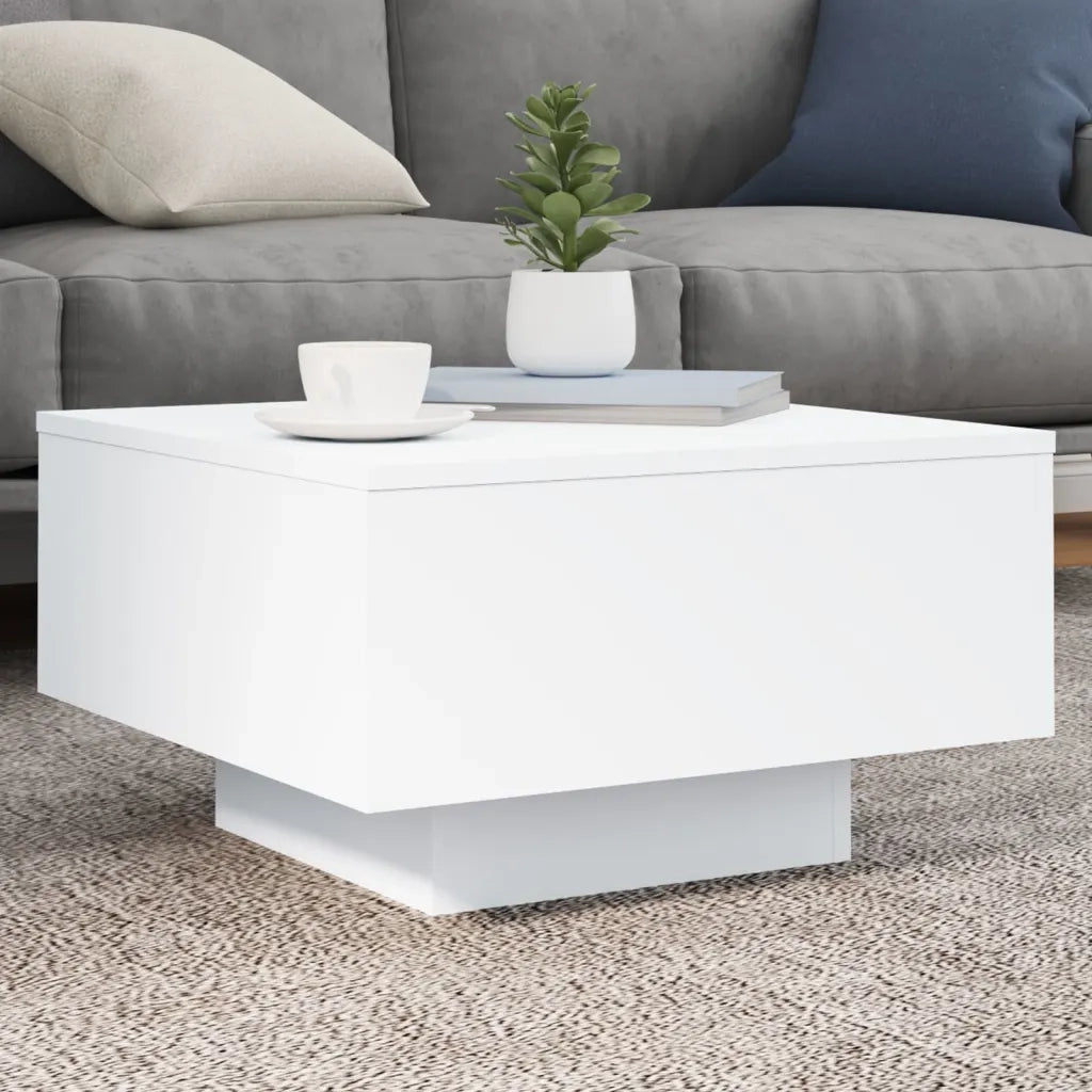 Tavolino da salotto | Tavolino da caff¨¨ | Tavolino da Soggiorno con Luci LED Bianco 55x55x31 cm