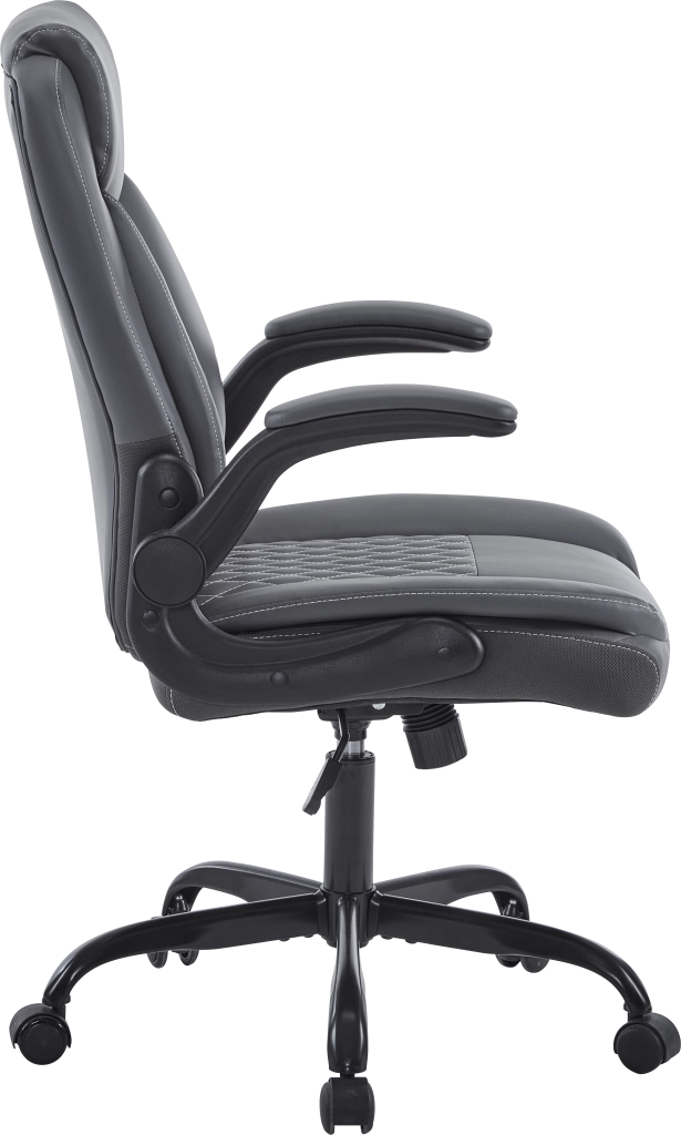 Sedia da ufficio ergonomica con supporto lombare braccioli ribaltabili e altezza regolabile in pelle grigio