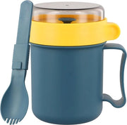 Becher yogurt to go con cucchiaio, 500 ml Contenitore overnight muesli, becher, contenitore alimentare portatile per bambini e dipendenti (blu)