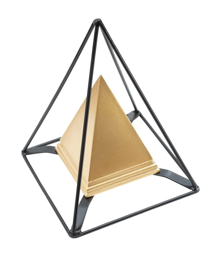 Piramide Oro con Ferro 15x15x21 cm in Poliresina e Ferro