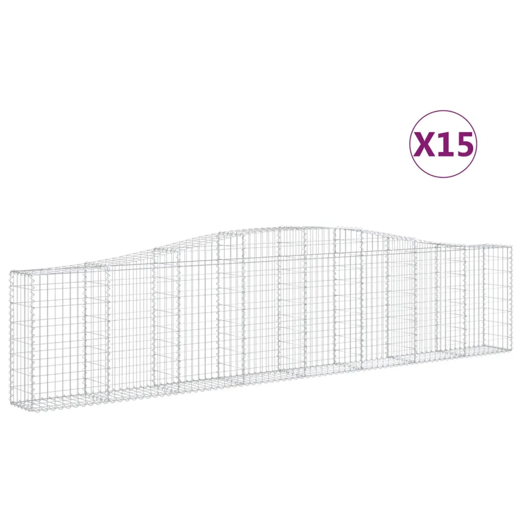 Cesti Gabbioni ad Arco 15 pz 400x30x80/100 cm Ferro Zincato 3145822