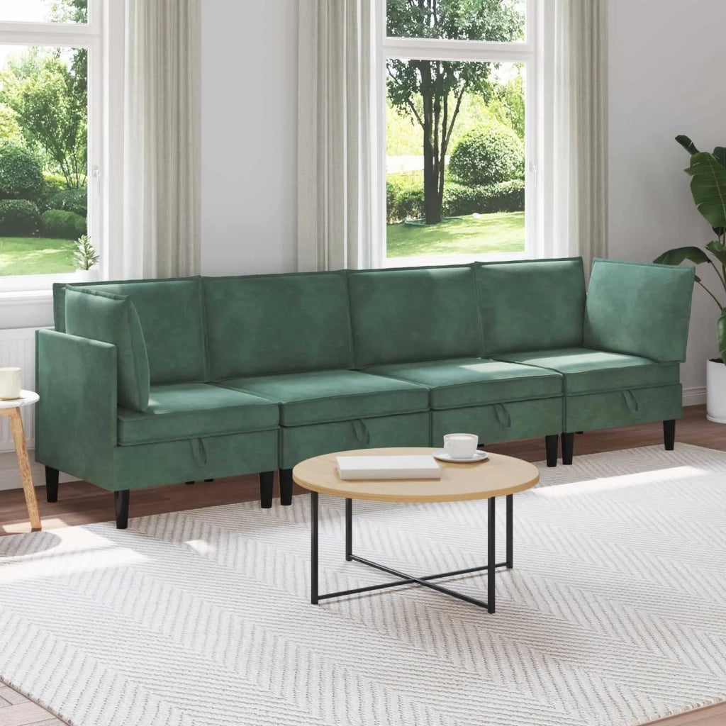 Set di mobili per il soggiorno 4 pcs Verde Mare Velluto