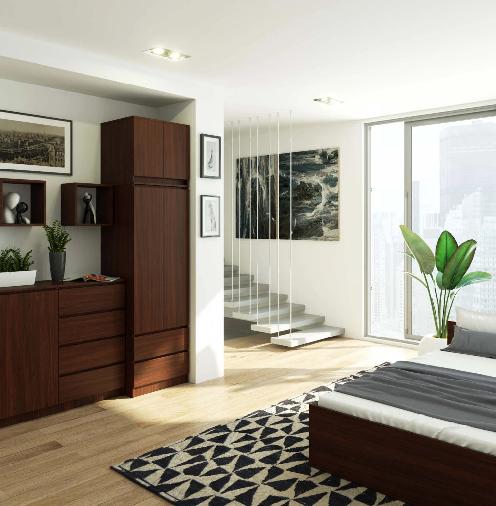 Armadio AKORD S60 con sopralzo Wengé 60 cm 2 ante 2 cassetti 60x51x234 cm