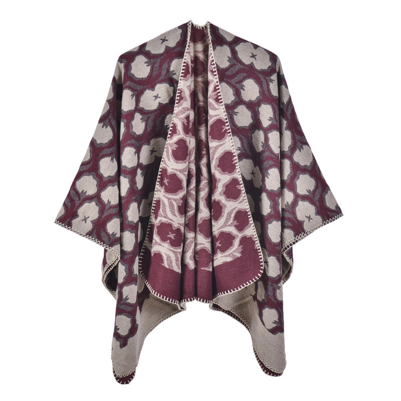 Nuovo scialle diviso in jacquard di cashmere da donna, caldo e spesso.