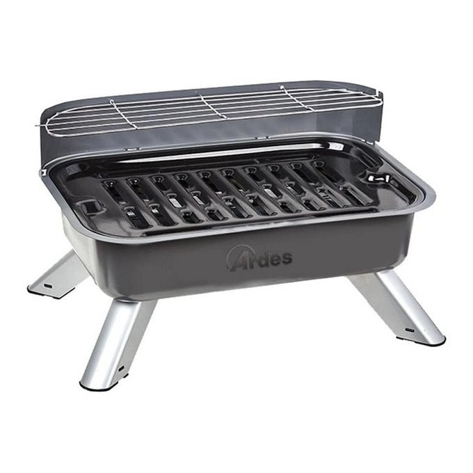 Ardes ARBBQ01 Barbecue Elettrico da Tavolo 2000 W Griglia Smaltata 44x29 cm con Griglia Superiore e Vaschetta Raccogli Grasso colore Nero