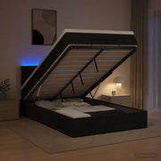Letto Ottomano con Materasso e LED Nero 120 x 190 cm Tessuto 3456810