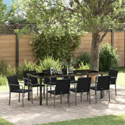Set da Pranzo per Giardino 9 pcs Nero e Grigio Rattan in PE 3379057