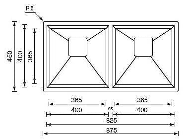 CM glamour 87,5 x 45 2V Lavello sottopiano Rettangolare Acciaio inossidabile