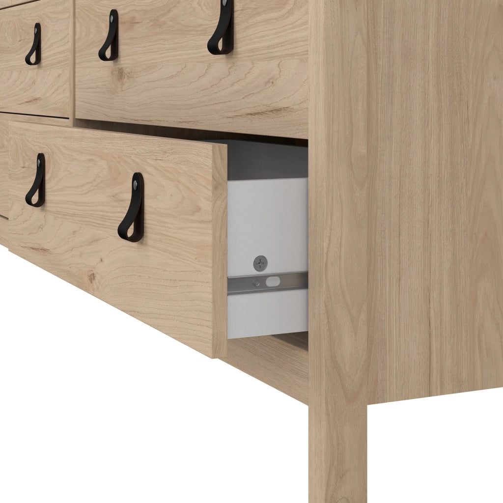 Credenza Kovsova, Buffet da soggiorno, Madia da salotto, Dispensa da cucina, 160x38 h80 cm, Rovere
