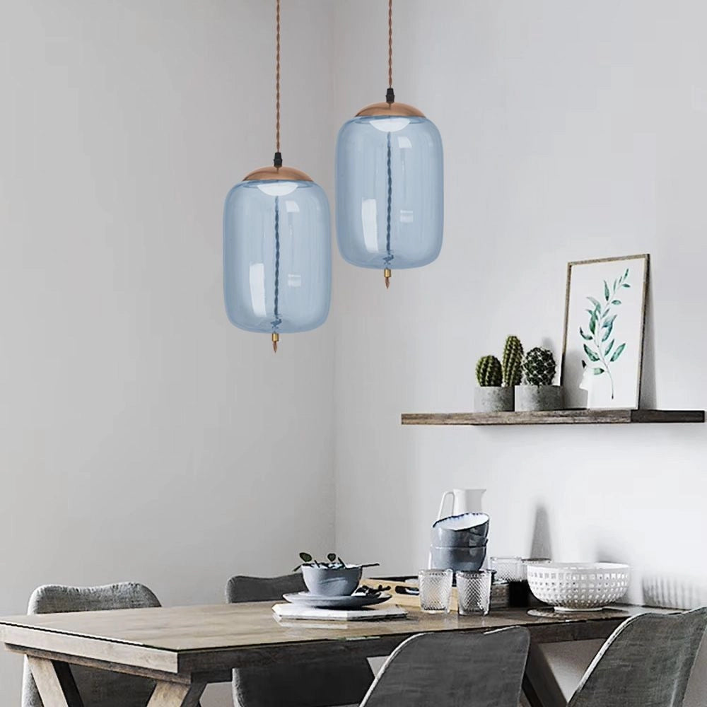 Lampada Led Da Soffitto Pensile Di Vetro Blu App443-cp