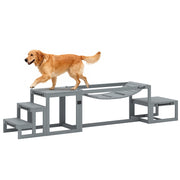 Kit Agilit¨¤ per Cani 3 Pezzi ¨C zephmum ¨C Legno Massello Grigio