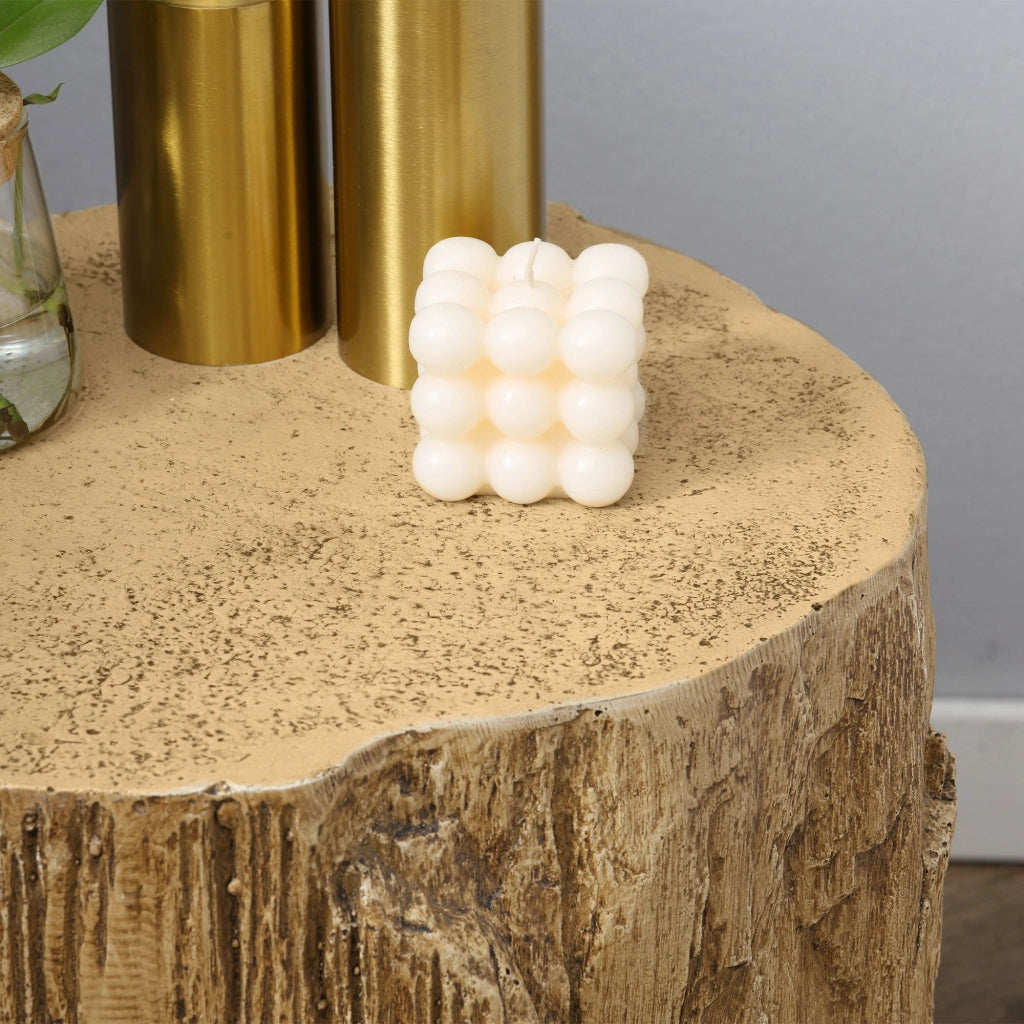 Tavolino da caff¨¨ in cemento effetto tronco con gambe regolabili ¨C zephmum ¨C 37x37x43 cm marrone