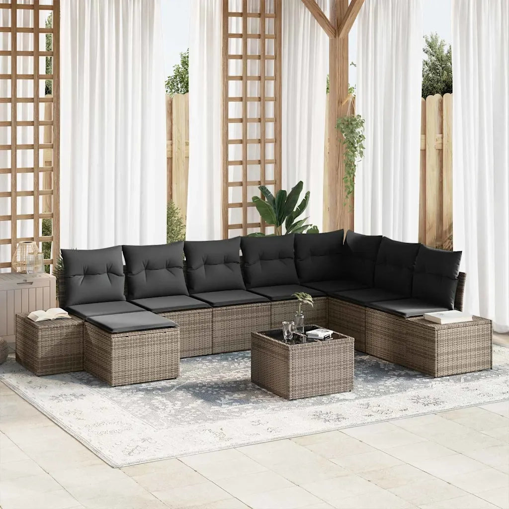 Set Divano da Giardino con cuscino 8 pcs Grigio polyrattan 3355858