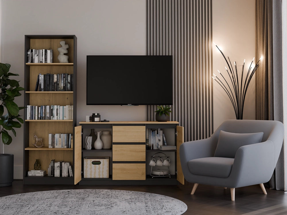Cassettiera MALWA 2d3s/BA antracite rovere artisan per camera e soggiorno
