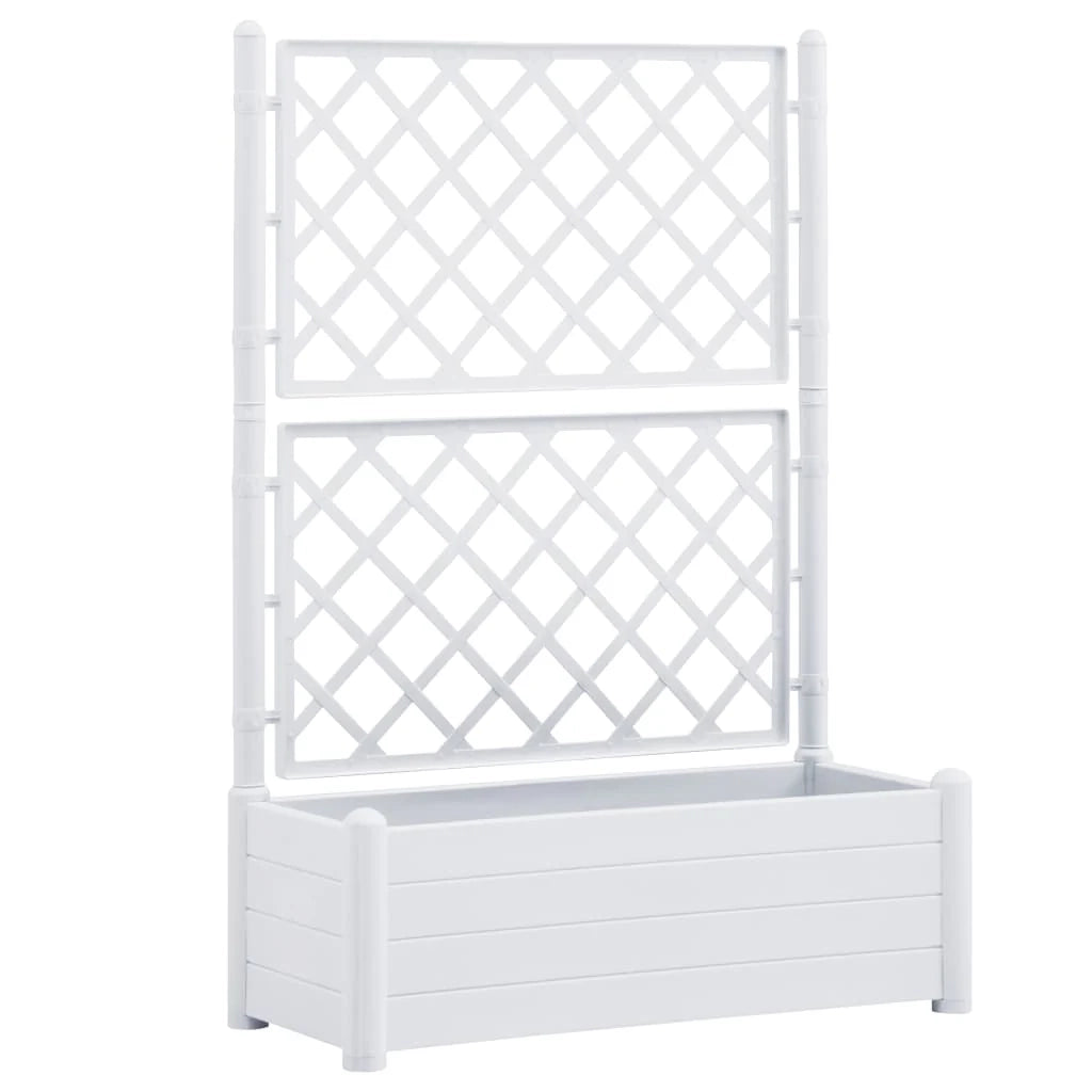 Fioriera con traliccio 100 x 43 x 142 cm piante da giardino fiori PP bianco 02_0000809